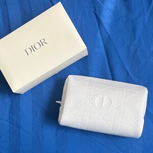 Dior White Quilted cosmetics bag